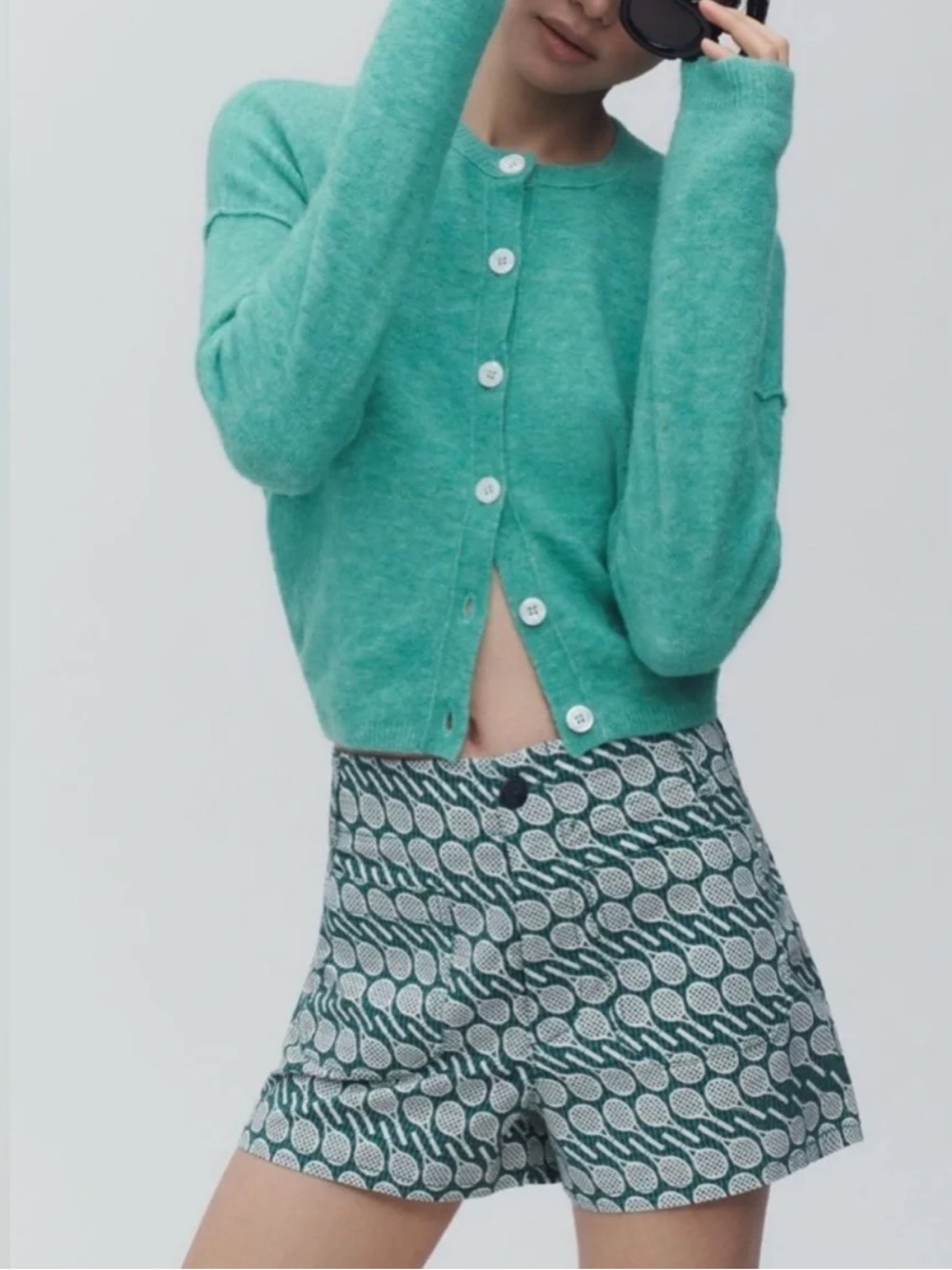 NWOT Maeve Anthropologie Colette green Tennis Racquet Print Shorts size 30